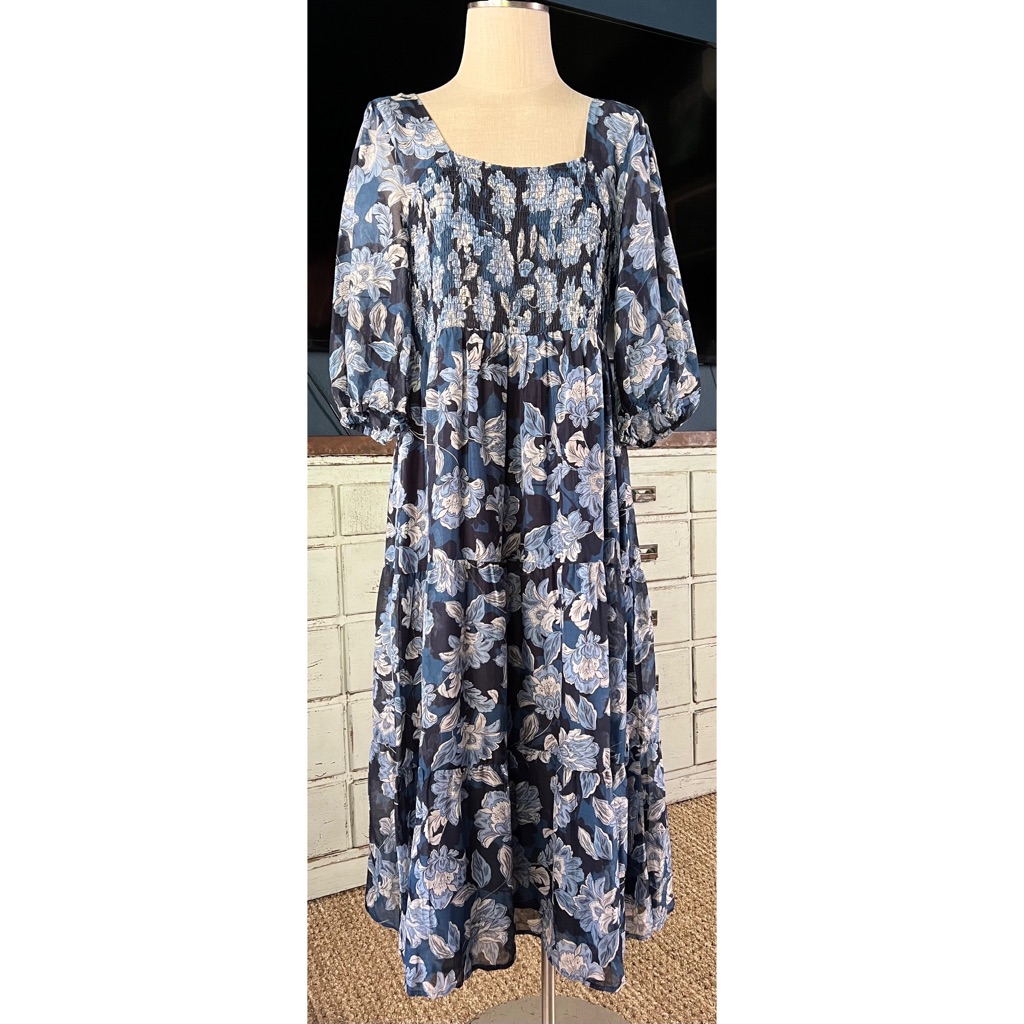 Johnny Was Aquaria Floral Midi Dress Xs